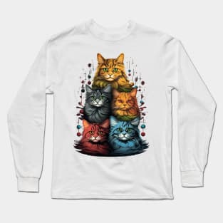 Cat Christmas Tree Long Sleeve T-Shirt